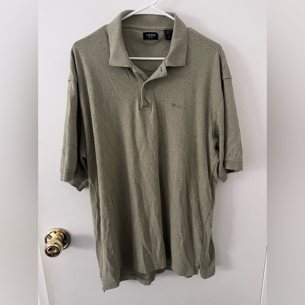 Izod Golf Men’s Polo Short Sleeve Sage Light Green Cotton Large